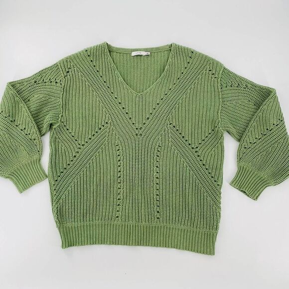 LUSH Open Stitch V-Neck Oversized Sweater In Pistachio Size Small - Picture 3 of 11